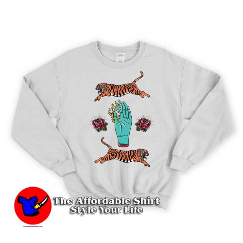 Fire Hoop Tiger 1 500x500 Fire Hoop Tiger Unisex Sweatshirt