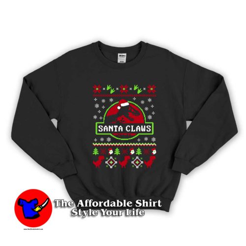 Santa Claws Jurassic Park Ugly 1 500x500 Santa Claws Jurassic Park Ugly Unisex Sweatshirt