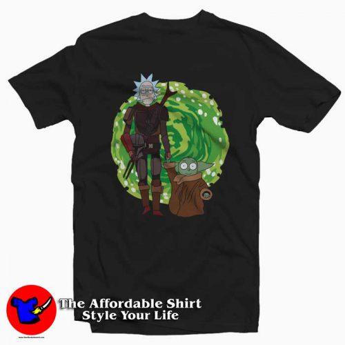 The Mandalorian Rick Morty And Baby Yoda 500x500 The Mandalorian Rick Morty And Baby Yoda Tee Shirt