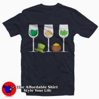 Three Wine Glasses Green Leprechaun T-Shirt