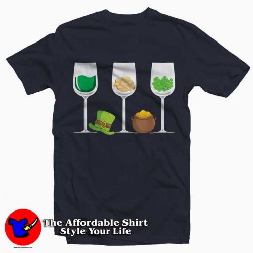 Three Wine Glasses Green Leprechaun 500x500 Three Wine Glasses Green Leprechaun T Shirt St Patrick's Day