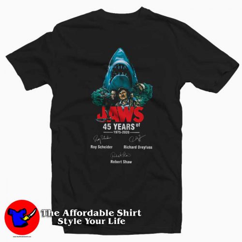 Jaws 45 years of 1975 2020 signature 500x500 Jaws 45 years of 1975 2020 Signature T Shirt