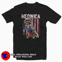 Meowica Cat Mullet American Flag Patriotic T-shirt