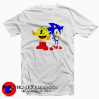 Cute Cartoon Sonic and Pacman Funny T-shirt