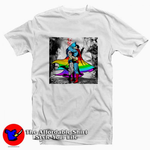 Kissing Romantic Batman and Superman Tshirt 500x500 Kissing Romantic Batman and Superman T shirt On Sale