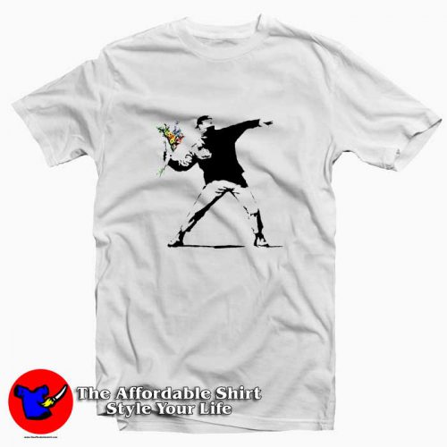 Banksy Flower Thrower Hipster Unisex Tshirt 500x500 Banksy Flower Thrower Hipster Unisex T shirt On Sale