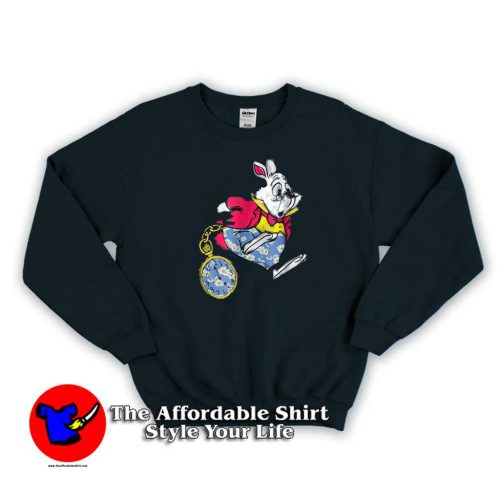 Disney Alice in Wonderland Late White Rabbit Sweater 500x500 Disney Alice in Wonderland Late White Rabbit Sweatshirt On Sale