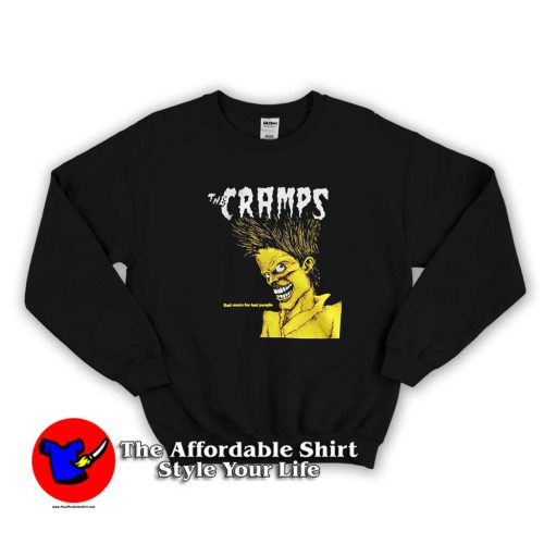 Vintage Cramps Bad Music Black Sweater 500x500 Vintage Cramps Bad Music Black Sweatshirt On Sale