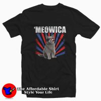 Funny Cat 4th of July Meowica Unisex Tshirt