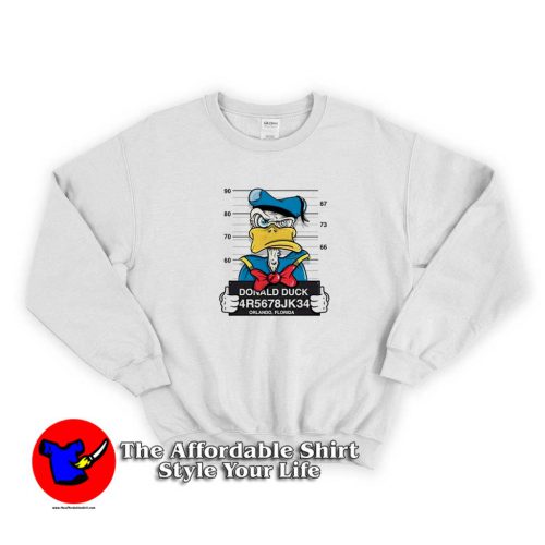 Disney Donald Duck Mugshot Cartoon Sweater 500x500 Disney Donald Duck Mugshot Cartoon Sweatshirt On Sale