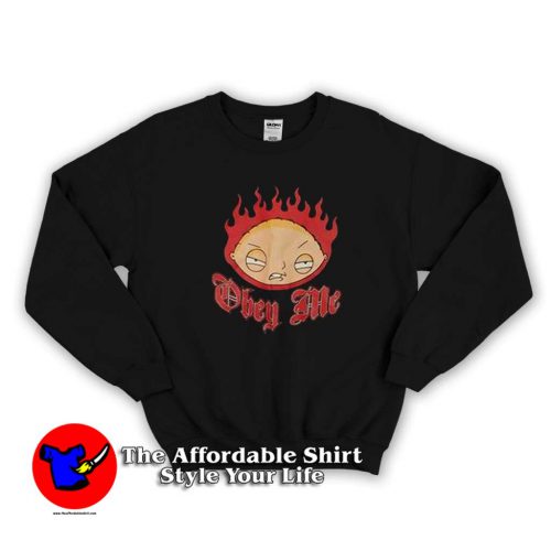 Family Guy Stewie Obey Me Flames Sweater 500x500 Family Guy Stewie Obey Me Flames Sweatshirt On Sale