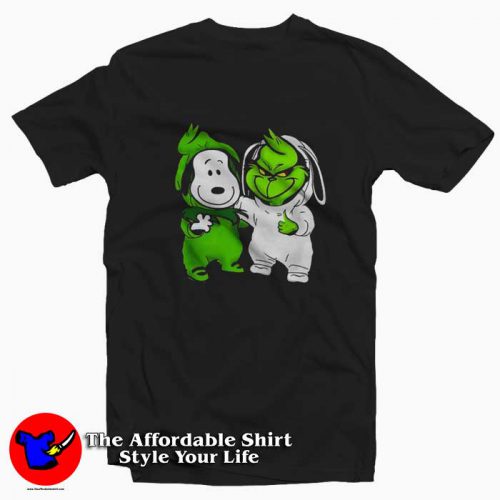 Funny Baby Snoopy and baby Grinch Tshirt 500x500 Funny Baby Snoopy and baby Grinch T shirt On Sale