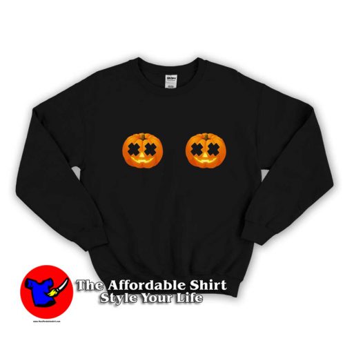 Pumpkin Boobs Funny Halloween Unisex Sweater 500x500 Pumpkin Boobs Funny Halloween Sweatshirt On Sale