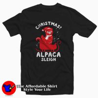 Cute Christmas Alpaca Sleigh Unisex Tshirt