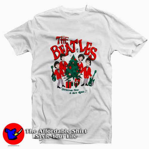 The Beatles Christmas Cartoon Retro Tshirt 500x500 The Beatles Christmas Cartoon Retro T shirt On Sale