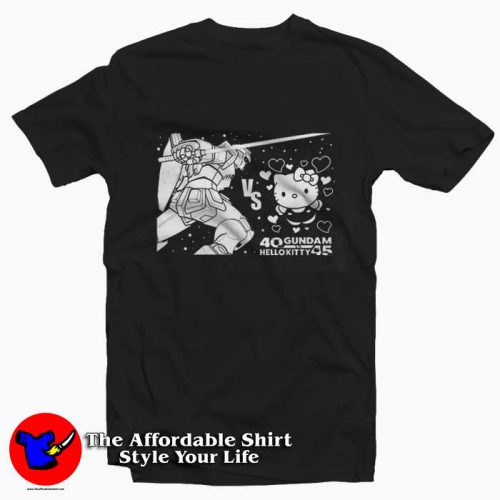 Funny Gundam vs Hello Kitty Unisex T Shirt 500x500 Funny Gundam vs Hello Kitty Unisex T shirt On Sale