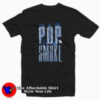 Pop Smoke Chrome Letters & Blue Flames T-shirt