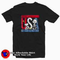 Cute Peanuts Snoopy Americana USA Funny T-shirt