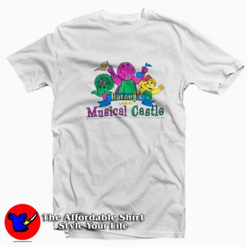 Barneys Musical Castle Cartoon Vintage T Shirt 500x500 Barney’s Musical Castle Cartoon Vintage T shirt On Sale
