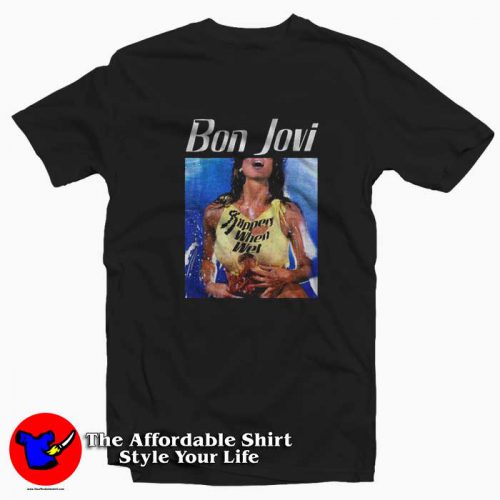 Bon Jovi Slippery When Wet Album Art Vintage T Shirt 500x500 Bon Jovi Slippery When Wet Album Art Vintage T shirt On Sale