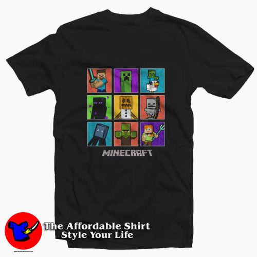 Minecraft Group Shot Colored Box Up Graphic Tshirt 500x500 Minecraft Group Shot Colored Box Up Graphic T Shirt On Sale