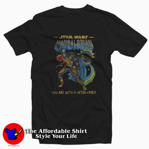 Star Wars Mandalorian Poster Hunter Prey Tshirt 500x500 Star Wars Mandalorian Poster Hunter & Prey T Shirt On Sale