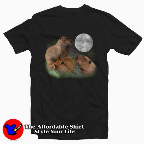 Three Capybara Moon Cute Unisex Tshirt 500x500 Three Capybara Moon Cute Unisex T Shirt On Sale