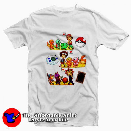 Pokemon Digimon Yugioh Starters Childhood Tshirt 500x500 Pokemon Digimon Yugioh Starters Childhood T Shirt On Sale