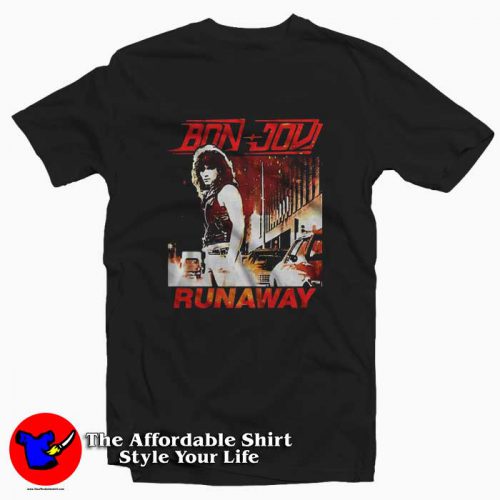 Runaway Album Art Bon Jovi Graphic Tshirt 500x500 Runaway & Album Art Bon Jovi Graphic T Shirt On Sale