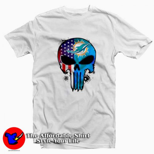 The Punisher Skull American Flag Miami Dolphins Tshirt 500x500 The Punisher Skull American Flag Miami Dolphins T Shirt On Sale