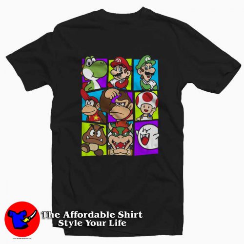 Funny Nintendo Super Mario Cast Graphic Tshirt 500x500 Funny Nintendo Super Mario Cast Graphic T Shirt On Sale