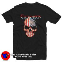 Godsmack Skull Band American Flag Graphic Tshirt