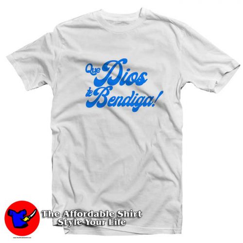 Que Dios Te Bendiga Blue Graphic Tshirt 500x500 Que Dios Te Bendiga Blue Graphic T Shirt On Sale