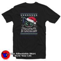 Cheshire Cat Christmas In Wonderland Ugly Christmas T Shirt