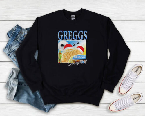 Greggs Sausage Roll Christmas 2022 Sweatshirt 500x400 Greggs Sausage Roll Christmas 2022 Sweatshirt