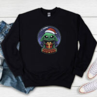 Happy Xmas Baby Yoda Santa Hat Snow Globe Sweatshirt