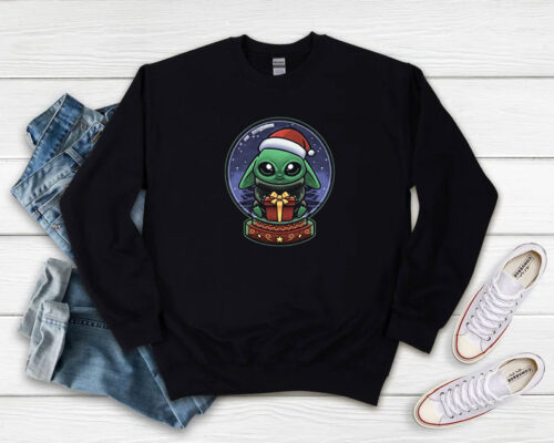 Happy Xmas Baby Yoda Santa Hat Snow Globe Sweatshirt 500x400 Happy Xmas Baby Yoda Santa Hat Snow Globe Sweatshirt