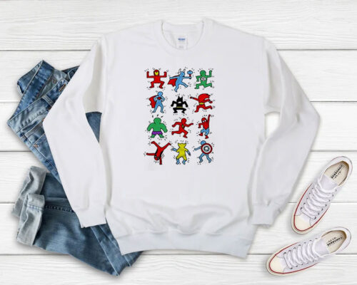 Haring Heroes Cartoon Sweatshirt 500x400 Haring Heroes Cartoon Sweatshirt