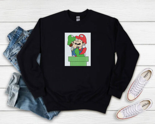 Mario And Luigi Kissing Funny Sweatshirt 500x400 Mario And Luigi Kissing Funny Sweatshirt