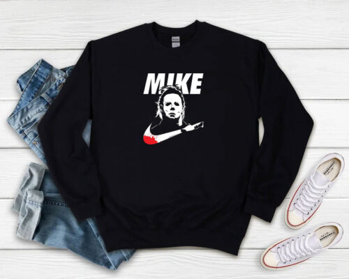 Michael Myers Mike Nike Halloween Parody Sweatshirt 500x400 Michael Myers Mike Nike Halloween Parody Sweatshirt