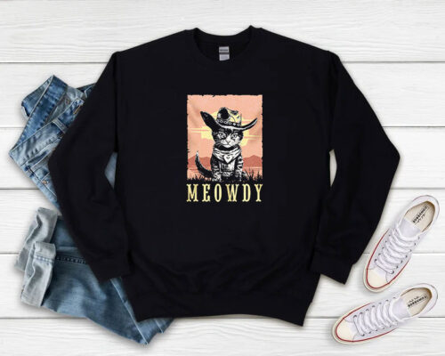 Parody Meowdy Cowboy Sunset Vintage Sweatshirt 500x400 Parody Meowdy Cowboy Sunset Vintage Sweatshirt