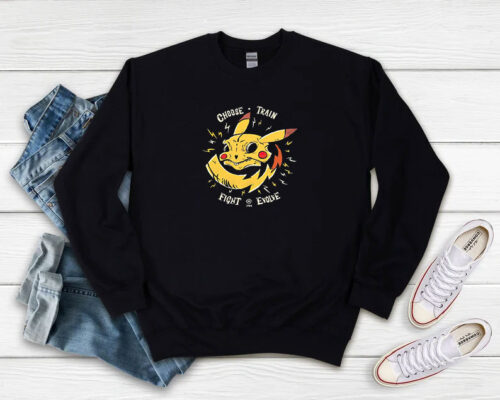 Pokemon Pikachu Skull Choose Train Fight Evolve Sweatshirt 500x400 Pokemon Pikachu Skull Choose Train Fight Evolve Sweatshirt