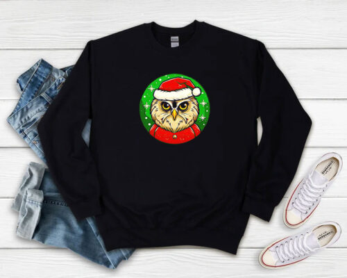 Santa Owl Cartoon Christmas Sweatshirt 500x400 Santa Owl Cartoon Christmas Sweatshirt