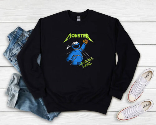 Sesame Street Cookie Monster And Cookies For All Sweatshirt 500x400 Sesame Street Cookie Monster And Cookies For All Sweatshirt