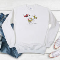 Snoopy And Woodstock Hat Santa Playing The Guitar Merry Christmas Sweatshirt