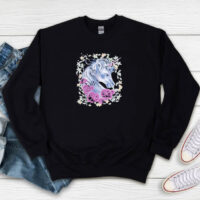 Vintage Graphic Stars Unicorn Roses Sweatshirt