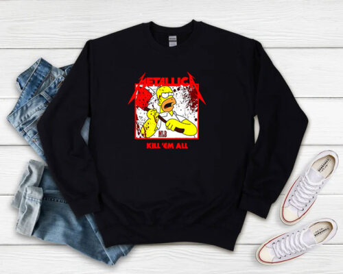 Metallica Homer Kill Em All Sweatshirt 500x400 Metallica Homer Kill Em All Sweatshirt